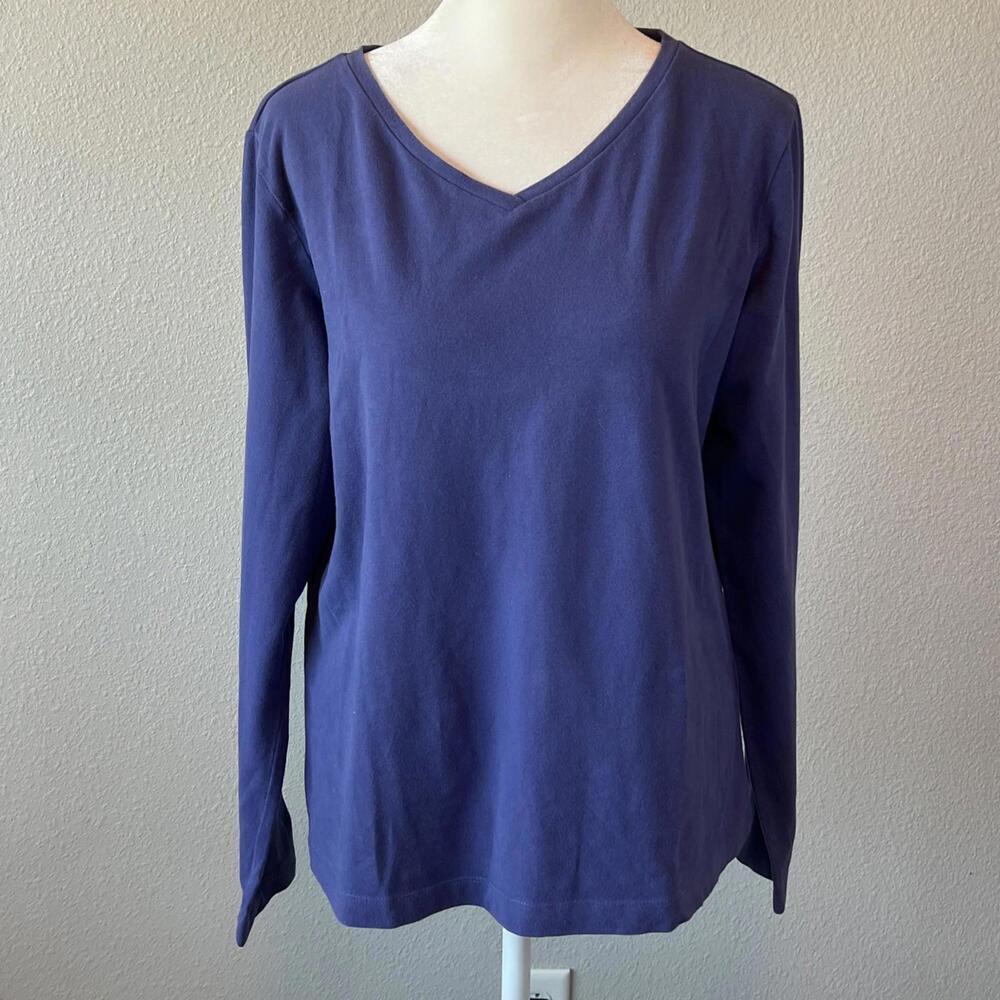 Land's End VNeck Long Sleeve TShirt Purple Size 10-12